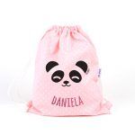 Petate / Mochila saco Panda Rosa, Azul o Gris personalizado