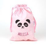 Saquito / Bolsa de Tela Panda Rosa, Azul o Gris personalizado