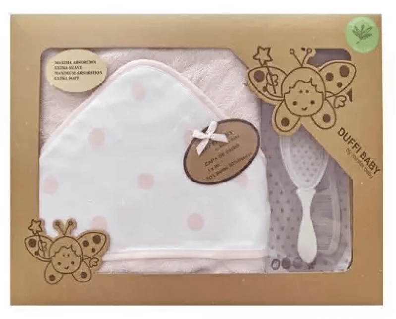 Set Capa de baño Lunares + Peine y Cepillo (SOLO DISPONIBLE EN ROSA) - Imagen 3