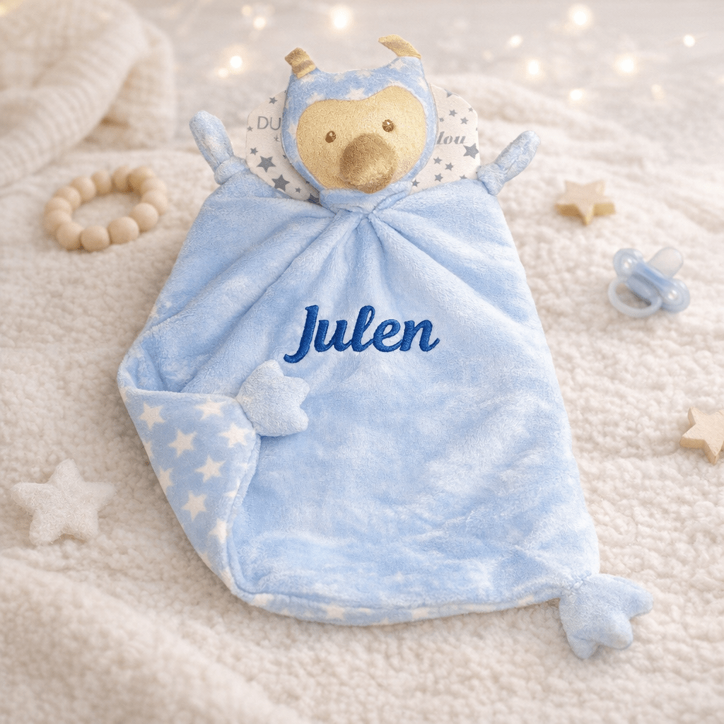 Doudou personalizado con nombre para bebé – Mantita de apego suave