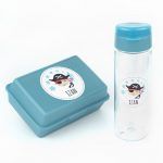Pack Almuerzo Botella + Cajita Porta Alimentos Pirata Azul personalizadas
