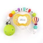 Cajita Chupete Sunset + Cadenita de silicona Globo Multicolor personalizada