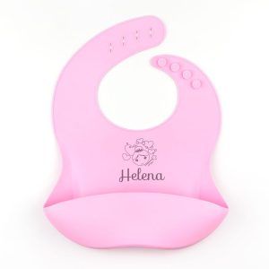 Babero silicona Rosa Personalizado