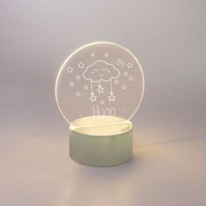 Lamparita redonda Nube con Estrellas personalizada