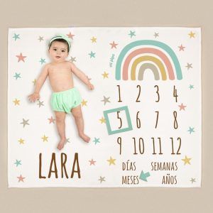 Manta cumplemes Arcoíris personalizada