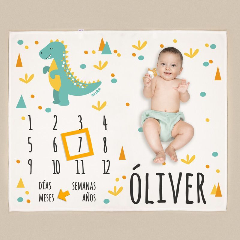 Manta cumplemes Dino personalizada