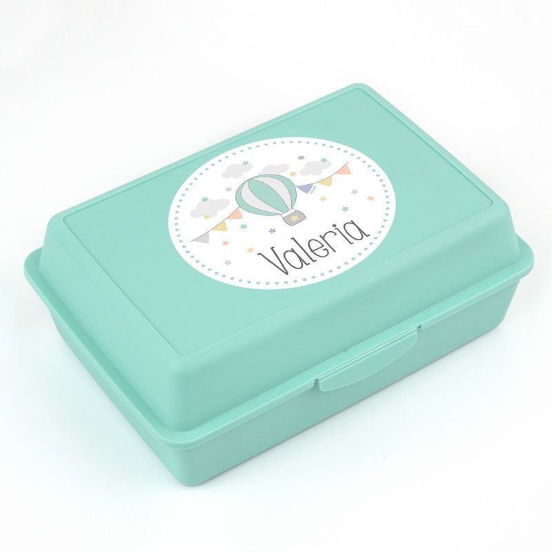 Pack Almuerzo Botella + Cajita Porta Alimentos Globo Menta personalizadas - Imagen 2