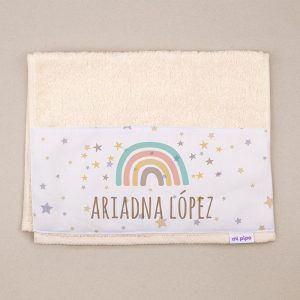 Toalla de Rizo Arcoíris Soft Beige Personalizada
