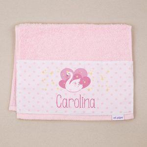 Toalla de Rizo Cisne Rosa Personalizada