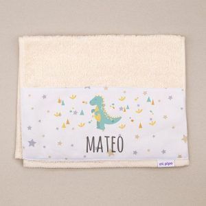 Toalla de Rizo Dinosaurio Beige Personalizada