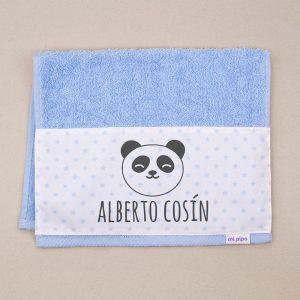 Toalla de Rizo Panda Azul Personalizada