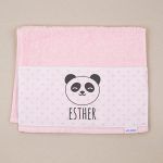 Toalla de Rizo Panda Rosa Personalizada