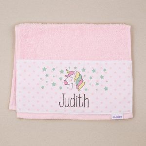 Toalla de Rizo Unicornio Rosa Personalizada