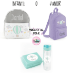 Pack Vuelta al Cole Globo Mochila + Botella 600ml + Cajita Porta alimentos