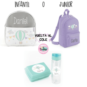 Pack Vuelta al Cole Globo Mochila + Botella 600ml + Cajita Porta alimentos