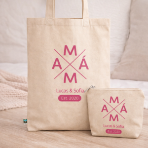 Pack Regalo Día de la Madre Neceser + Bolsa Tote Personalizada “MAMÁ” 💗