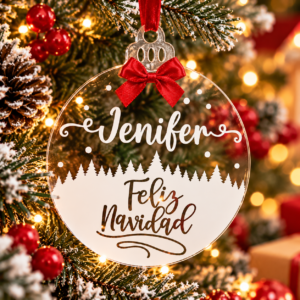 Bola de Navidad de Acrílico Transparente Personalizada con Nombre