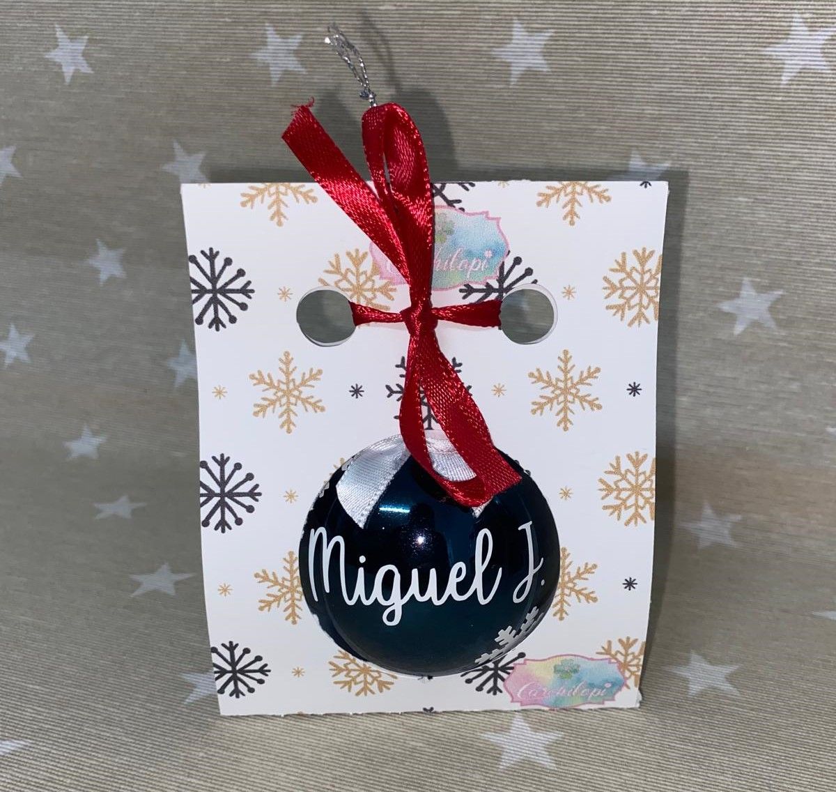 Bola de Navidad Azul Carchilopi personalizada