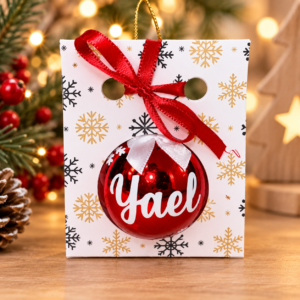 Bola de Navidad Roja Personalizada de 6 cm con Nombre