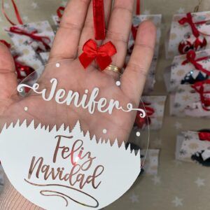 Bola plana de Navidad Acrílico Transparente Carchilopi personalizada