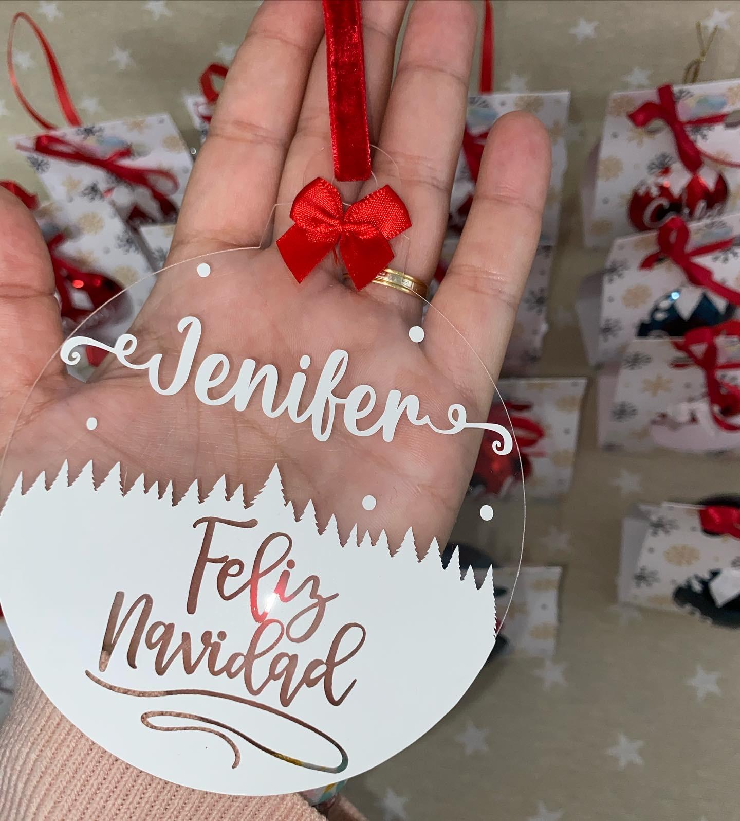 Bola plana de Navidad Acrílico Transparente Carchilopi personalizada