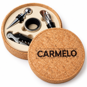 Set de vino en caja de corcho natural personalizado