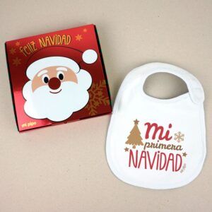 Babero Navideño Mi Primera Navidad Estilo Retro