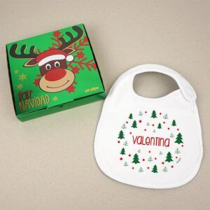 Babero Navideño Personalizado Árboles verdes