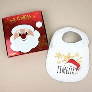 Babero Navideño Personalizado Gorro Papá Noel