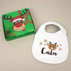Babero Navideño Personalizado Reno bebé