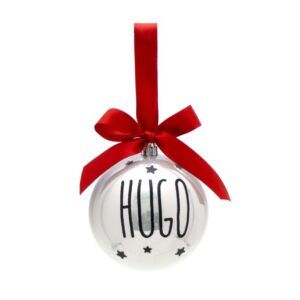 Bola con Lazo Navidad Plata Perla personalizada