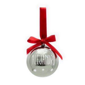 Bola con Lazo Navidad Plata personalizada