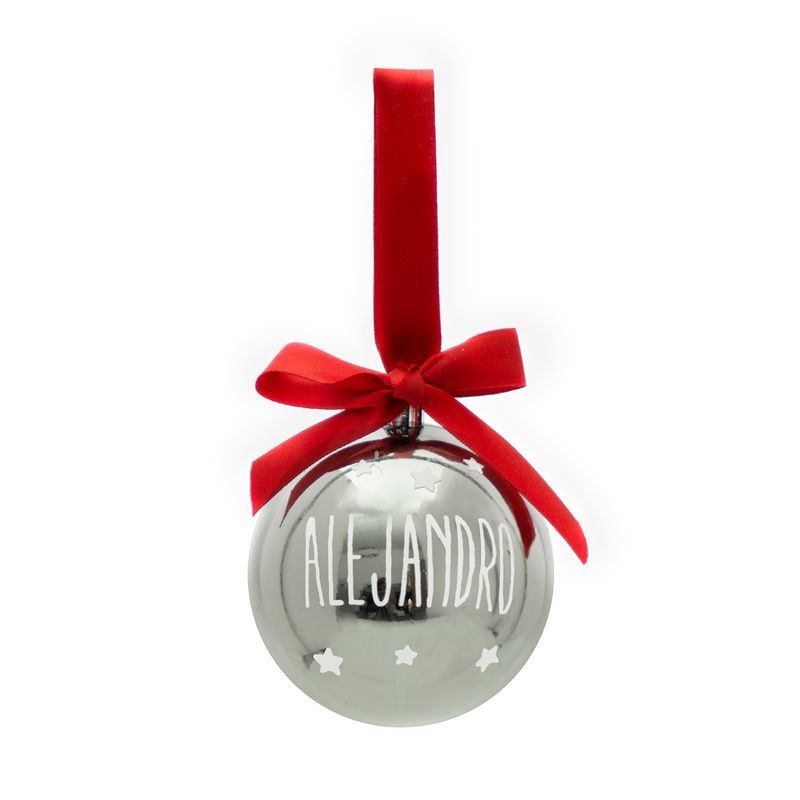 Bola con Lazo Navidad Plata personalizada