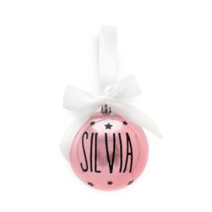 Bola con Lazo Navidad Rosa Perla personalizada