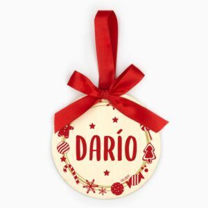 Bola Navidad MADERA Corona navideña Personalizada