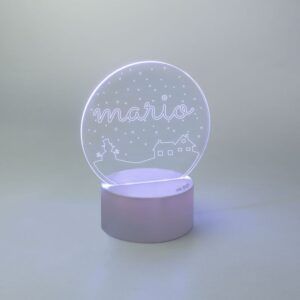 Lamparita redonda Navidad Casitas Nieve personalizada