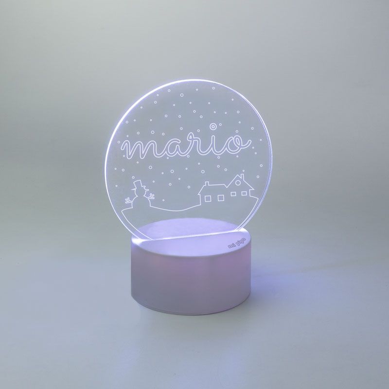 Lamparita redonda Navidad Casitas Nieve personalizada