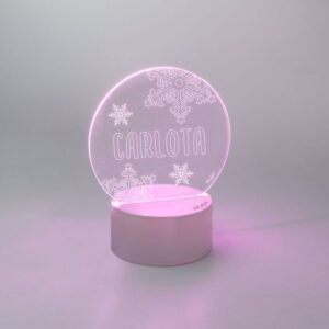 Lamparita redonda Navidad Copos personalizada