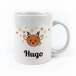 Taza cerámica o plástico personalizada Reno Bebé
