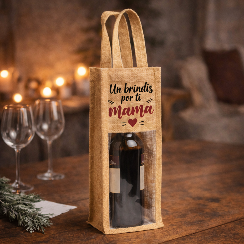 Bolsa para Vino Personalizada “Un Brindis por Ti, Mamá” 🍷💖 | Regalo Día de la Madre