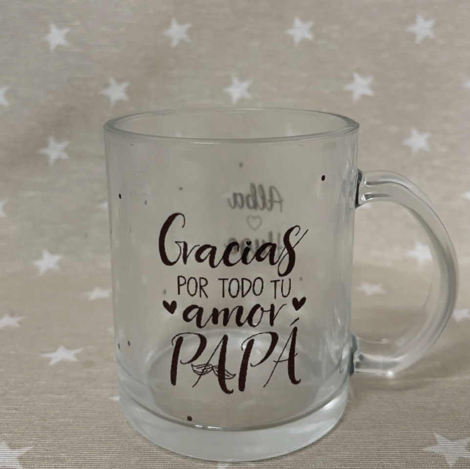 Taza de cristal personalizada Día del Padre – Gracias por todo tu amor Papá - Imagen 3