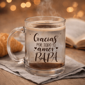 Taza de cristal personalizada Día del Padre – Gracias por todo tu amor Papá