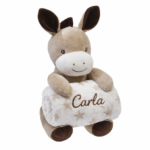 Peluche burrito beige y marrón con manta personalizada bordada