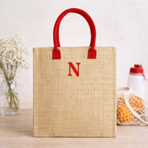 Bolsa de Yute Personalizada con Inicial Bordada ❤️ | Estilo Natural