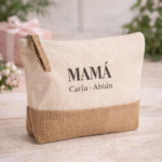 Neceser Eco de Algodón y Yute Personalizado 💛 | Regalo Natural para Mamá
