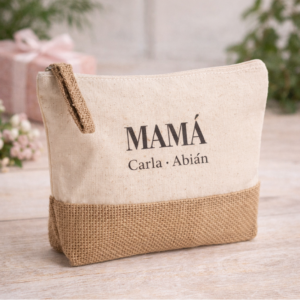 Neceser Eco de Algodón y Yute Personalizado 💛 | Regalo Natural para Mamá