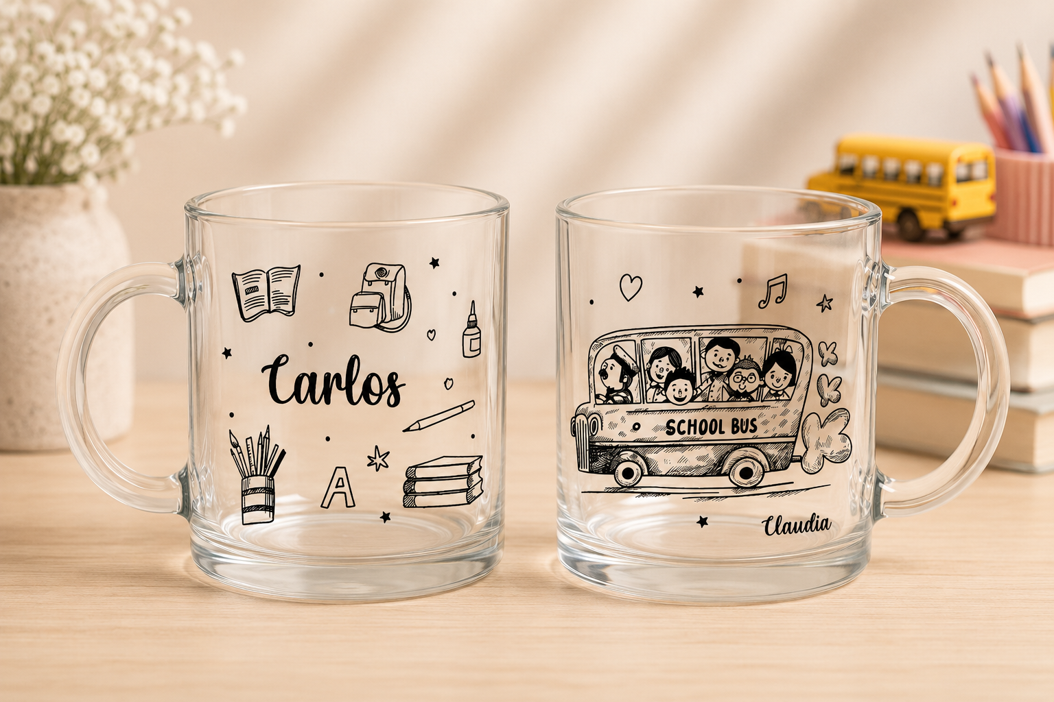 Taza de Cristal Transparente Personalizada para Profe | Nombre + Firma del Alumno - Imagen 4