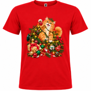 Camiseta Navideña Roja para Adultos Personalizada – 8 Diseños a Elegir