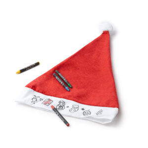 Gorro de Papá Noel Infantil para Colorear con Ceras Incluidas