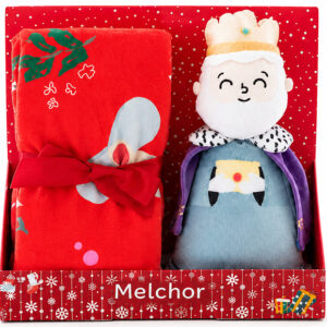 Manta Infantil de Reyes Magos con Peluche de Melchor Personalizada con Nombre
